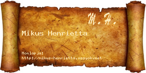 Mikus Henrietta névjegykártya